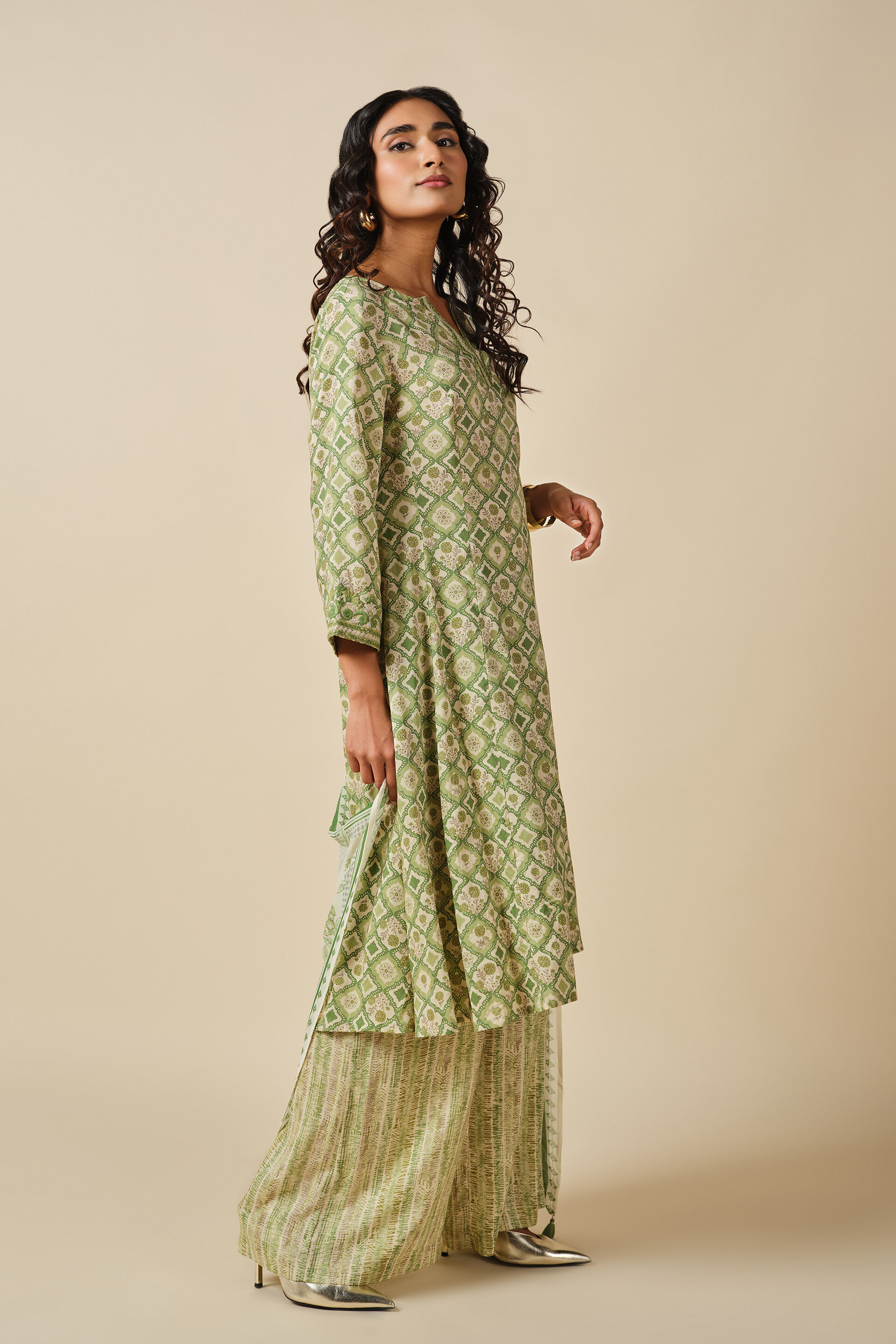 Nature Noor Kurta Set, Sage Green, image 4
